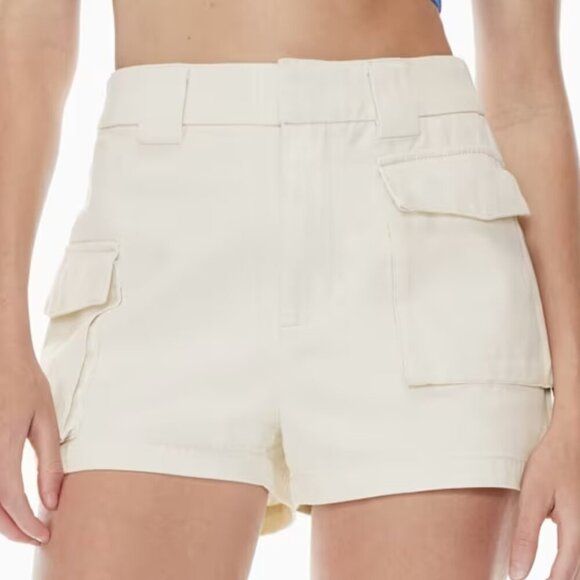 Aritzia TNA Cargo Unbelted 3" Short High-waisted Cargo Shorts Flax Beige Women M - Picture 1 of 11